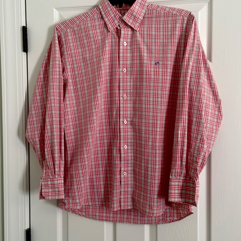 Southern Tide men’s plaid button down dress shirt | size medium